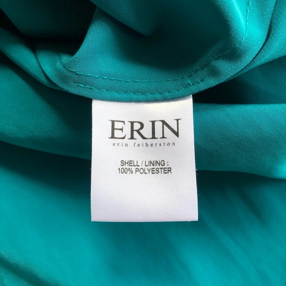 ERIN FETHERSTON teal chiffon ruched fit and flare dress - Picture 8 of 10